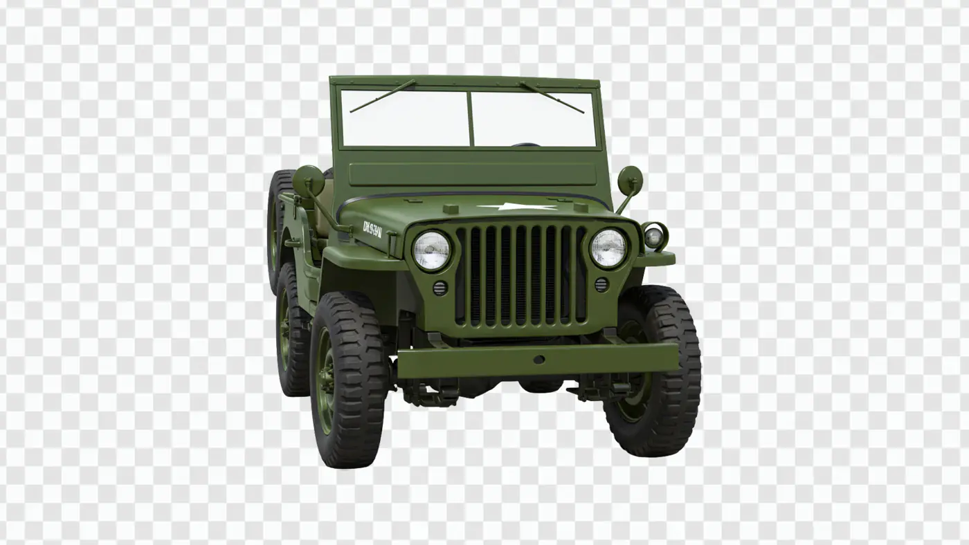 Classic Military Green Jeep Vehicle PNG Clipart