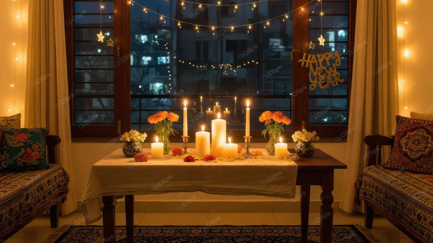 Intimate New Year's Eve Candlelit Setup