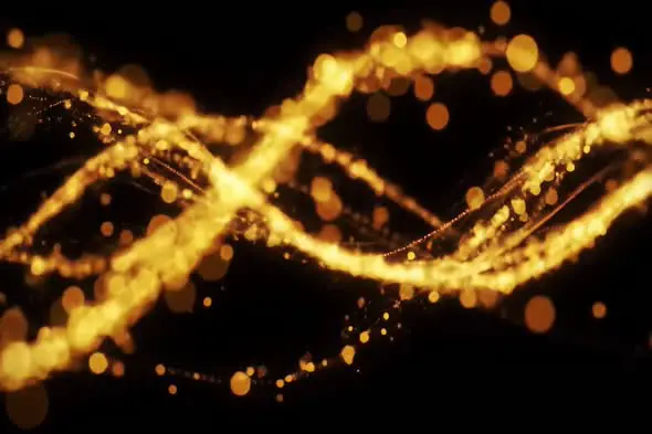 Shimmering Golden DNA Helix