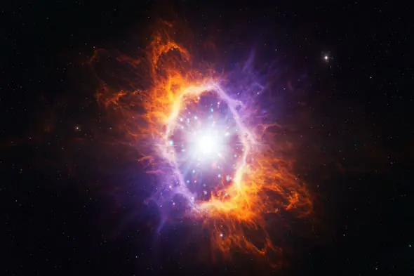 Exploding Star Nebula Animation with Fiery Purple-Orange Cosmic Flares