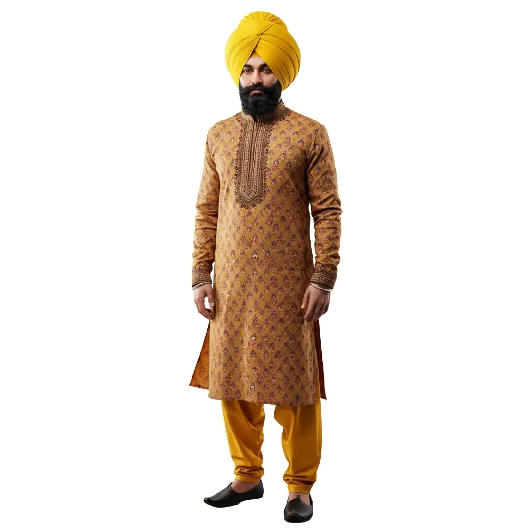 Sikh Man in Traditional Kurta and Turban PNG