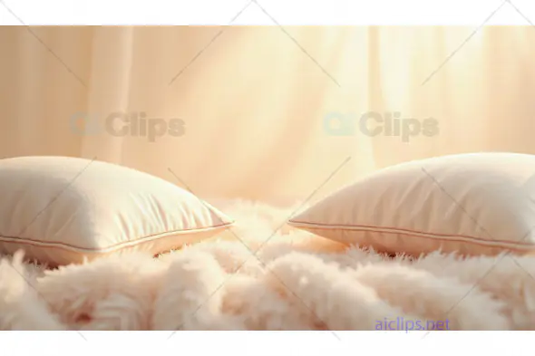 Minimalist Beige Pillows on Fluffy Carpet