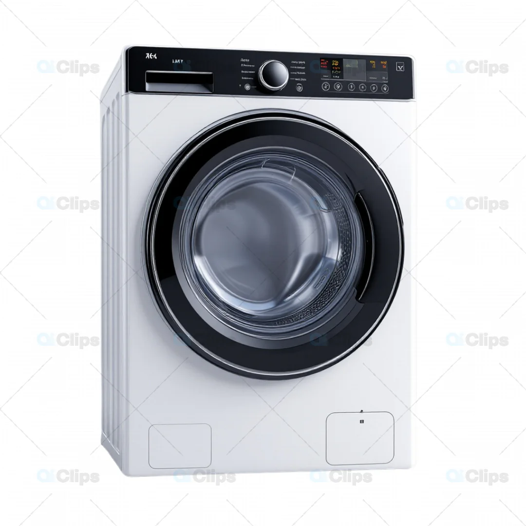 3D Modern Front-Load Washing Machine with Digital Control Panel