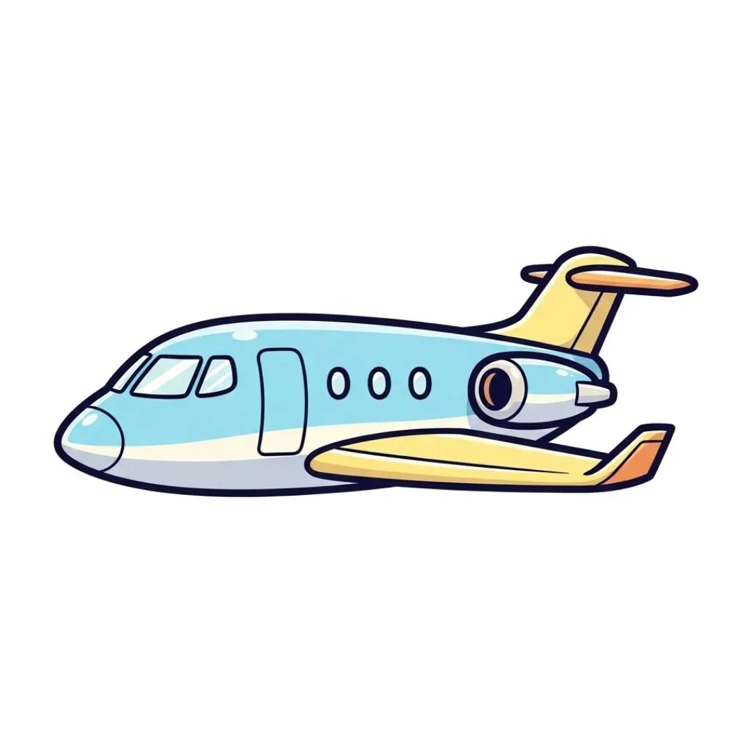 Blue and Yellow Cartoon Private Airplane Clipart PNG