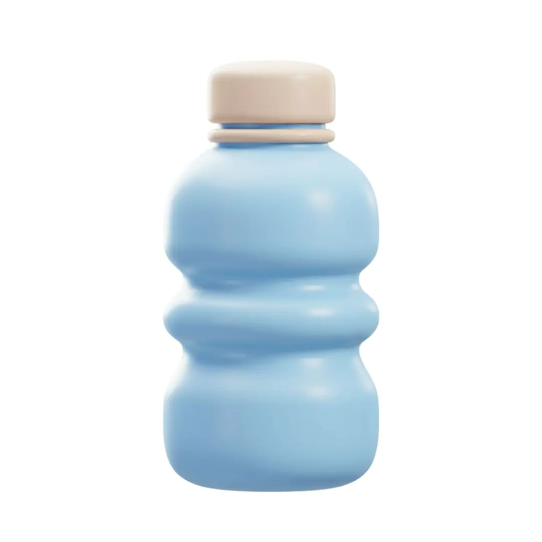 Light blue water bottle with beige cap