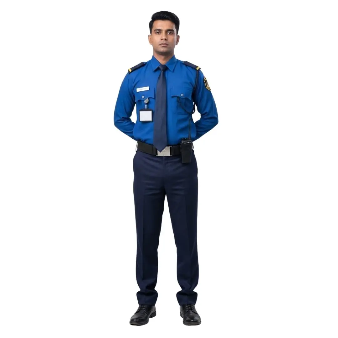 Vigilant Indian Security Guard in Formal Uniform PNG