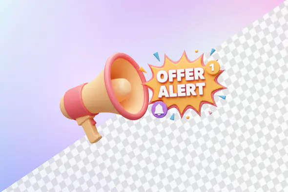 Megaphone with offer alert burst promotional icon