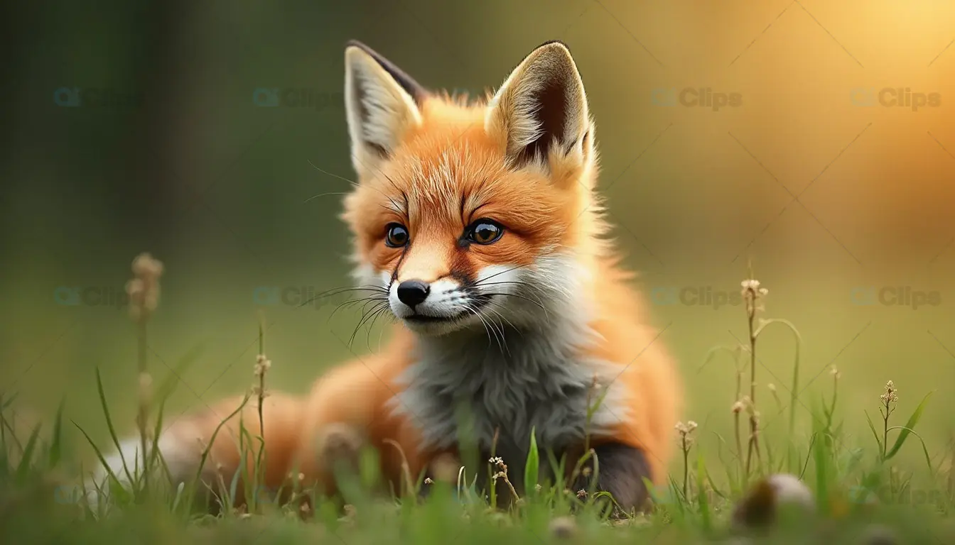 Adorable Red Fox Cub in Nature