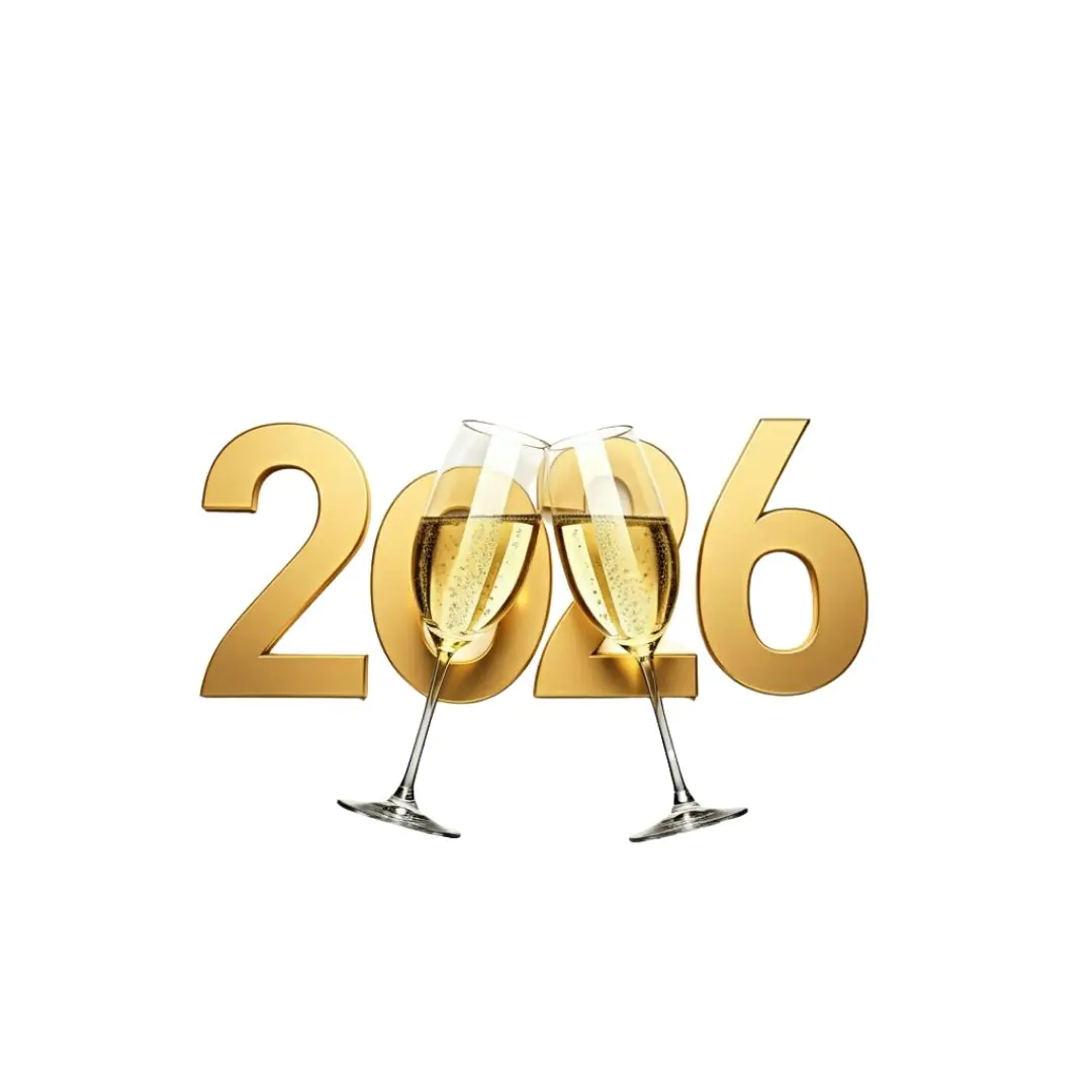 Elegant 2026 Champagne Toast Golden Numbers PNG