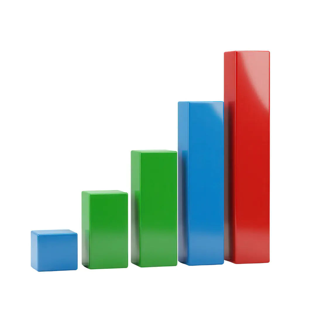 Colorful 3D Bar Graph Growth Chart PNG