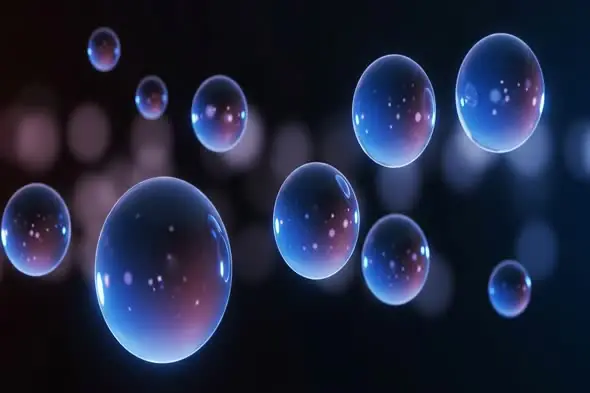 Colorful 3D Floating Bubbles Animation with Glowing Particles