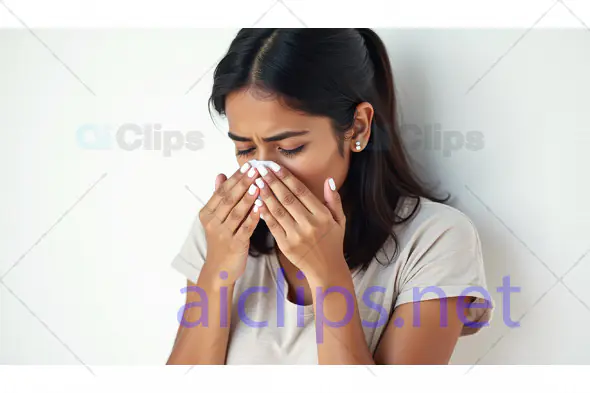 Woman Sneezing with Tissue
