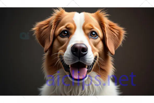 Happy Brown and White Dog Portrait