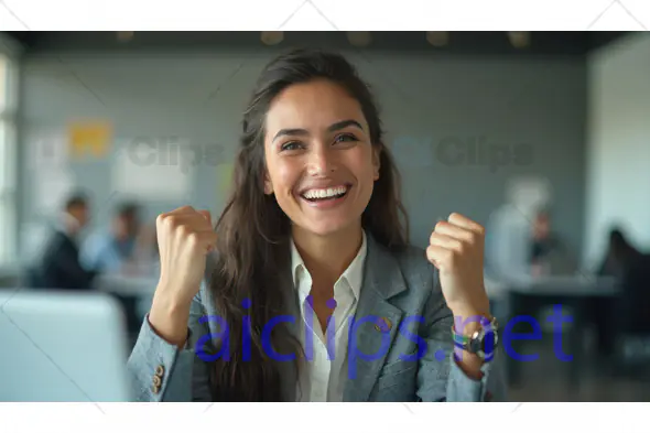 Successful Businesswoman Celebrating Achievement