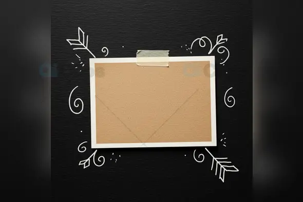 Rustic Brown Card Mockup with Chalkboard and Doodles