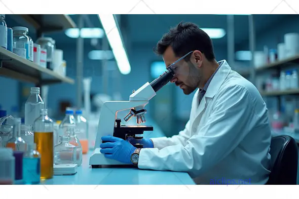 Scientist Conducting Microscopic Analysis in a Research Laboratory