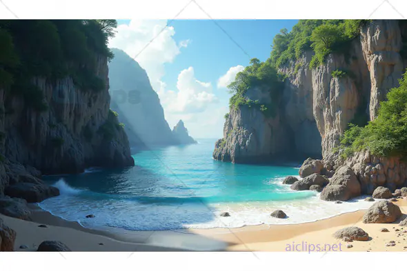 Hidden Cove with Turquoise Waters and Rocky Cliffs
