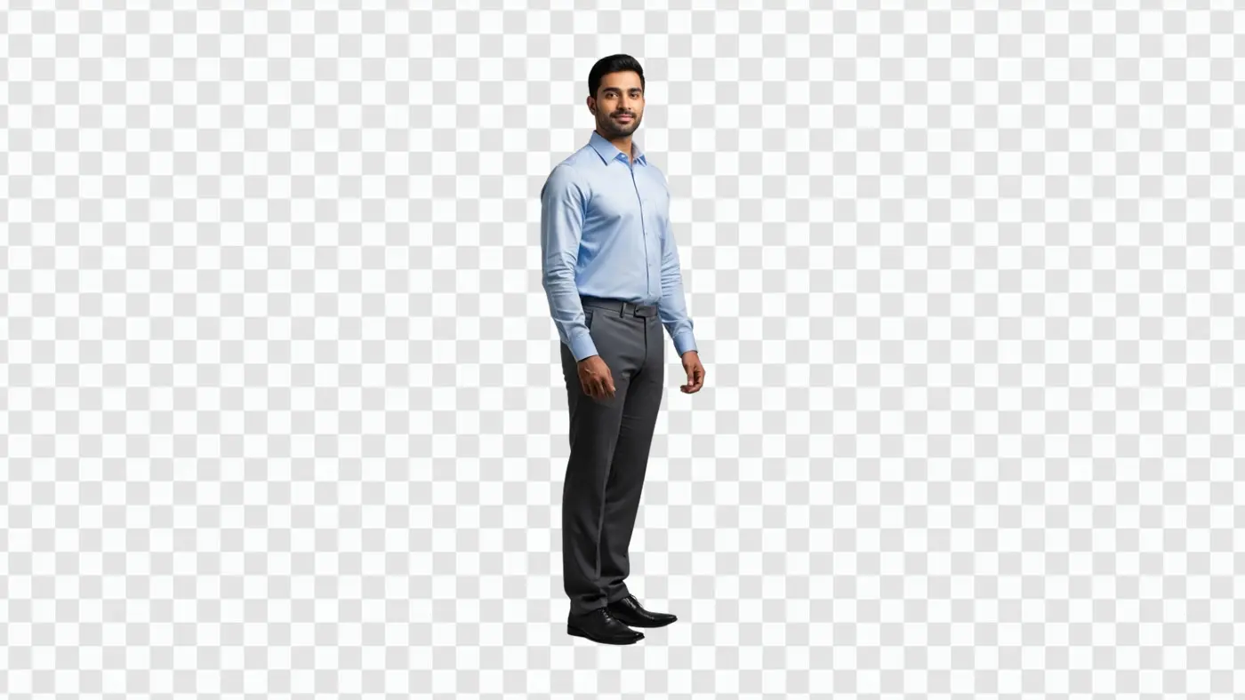 Confident Indian Man in Formal Attire Standing PNG