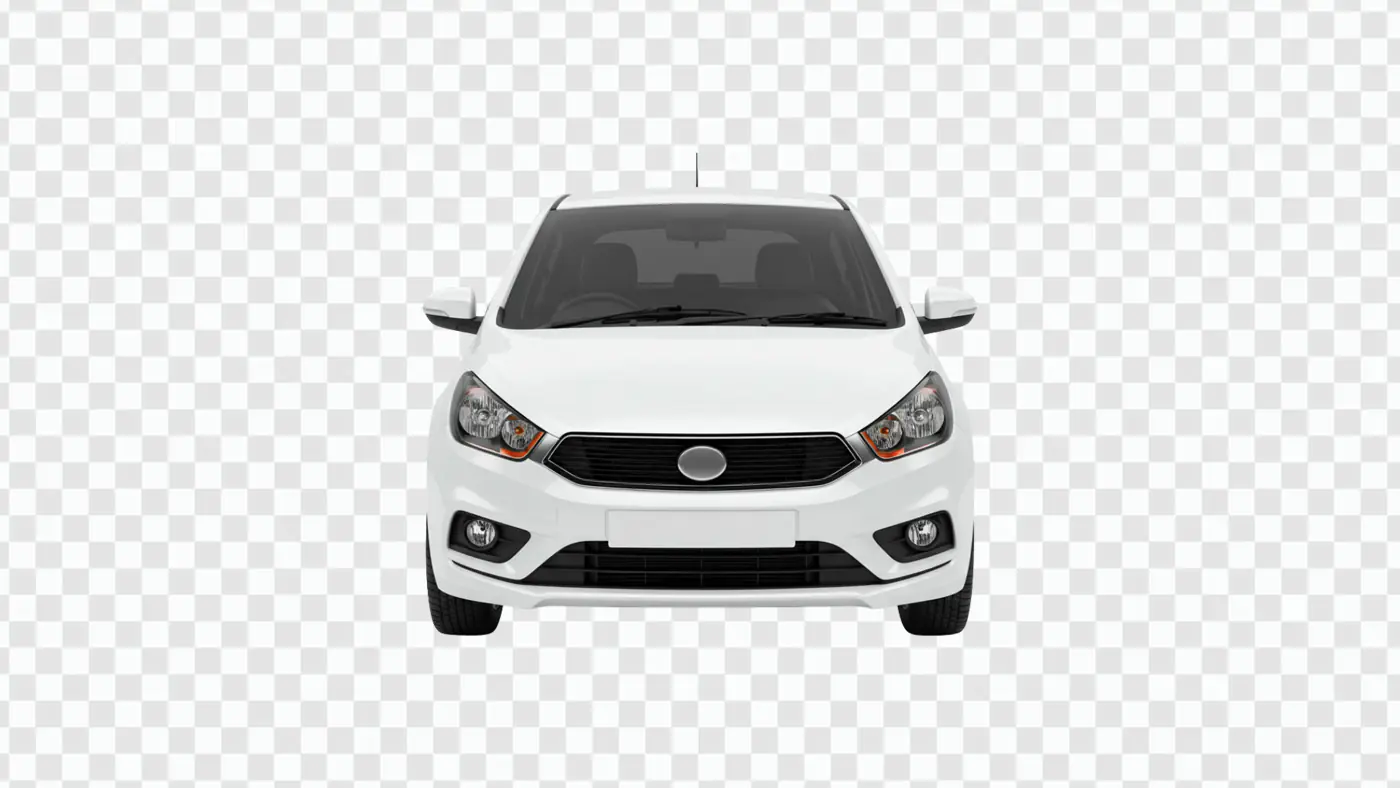 Sleek White Compact Car Front View PNG