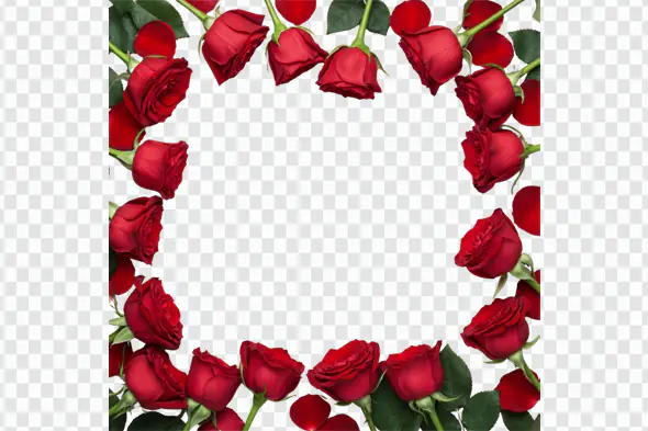 Passionate Red Roses Floral Border Frame PNG