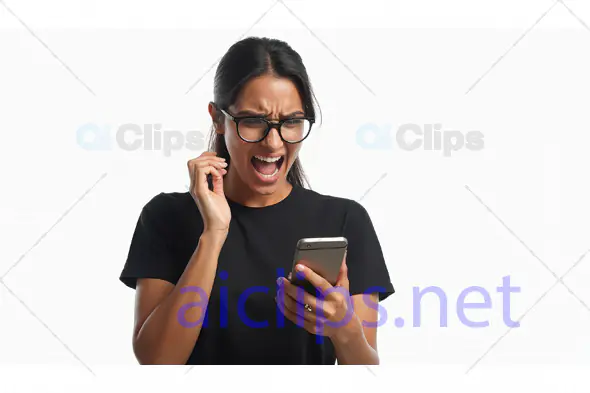 Shocked Woman Reacting to Smartphone