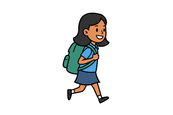 Cheerful Schoolgirl Vector