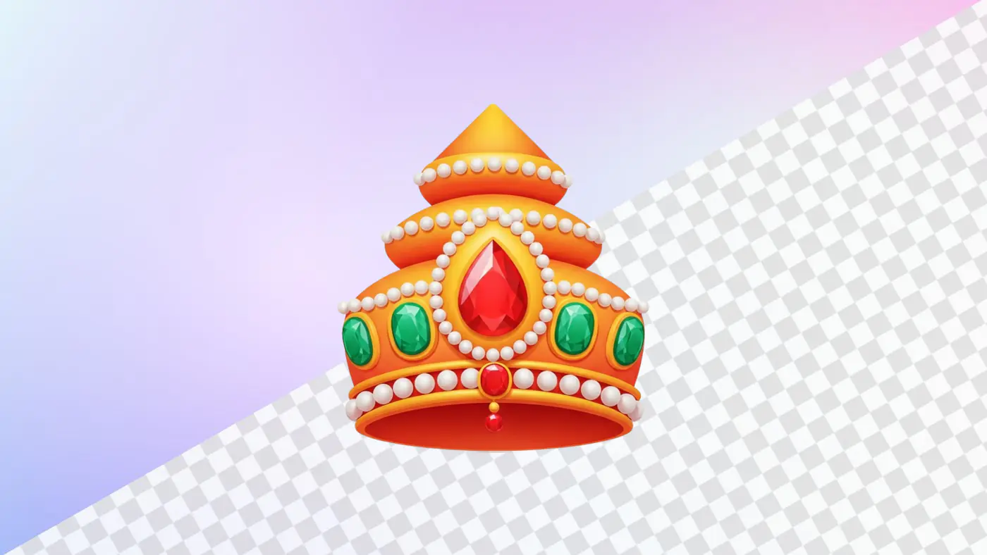Ornate golden crown with red and green gems