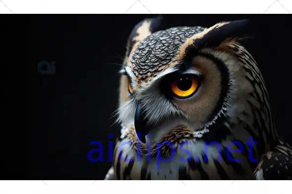 Close-Up of an Owl on Dark Background