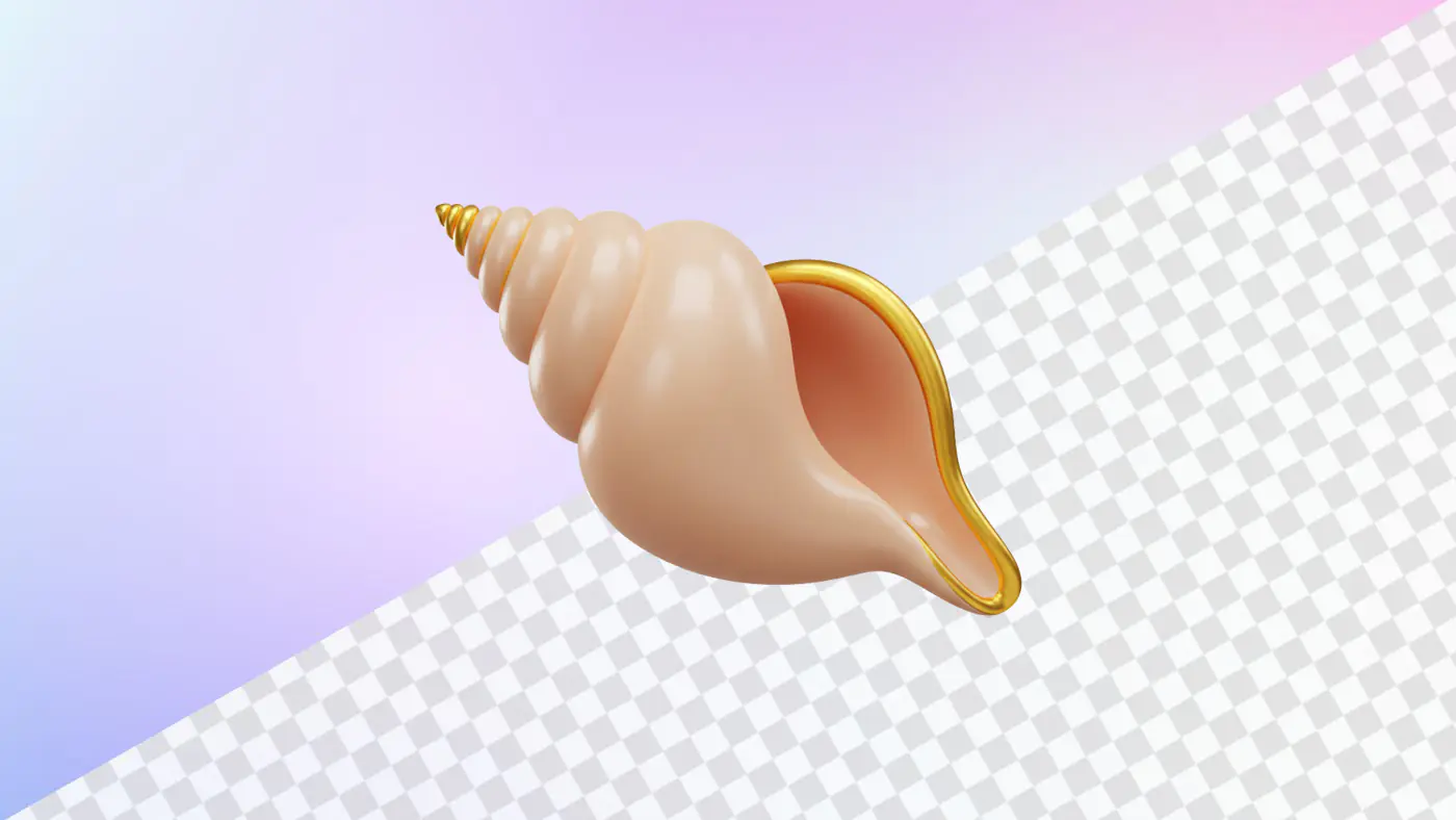 Realistic seashell with golden rim 3D model