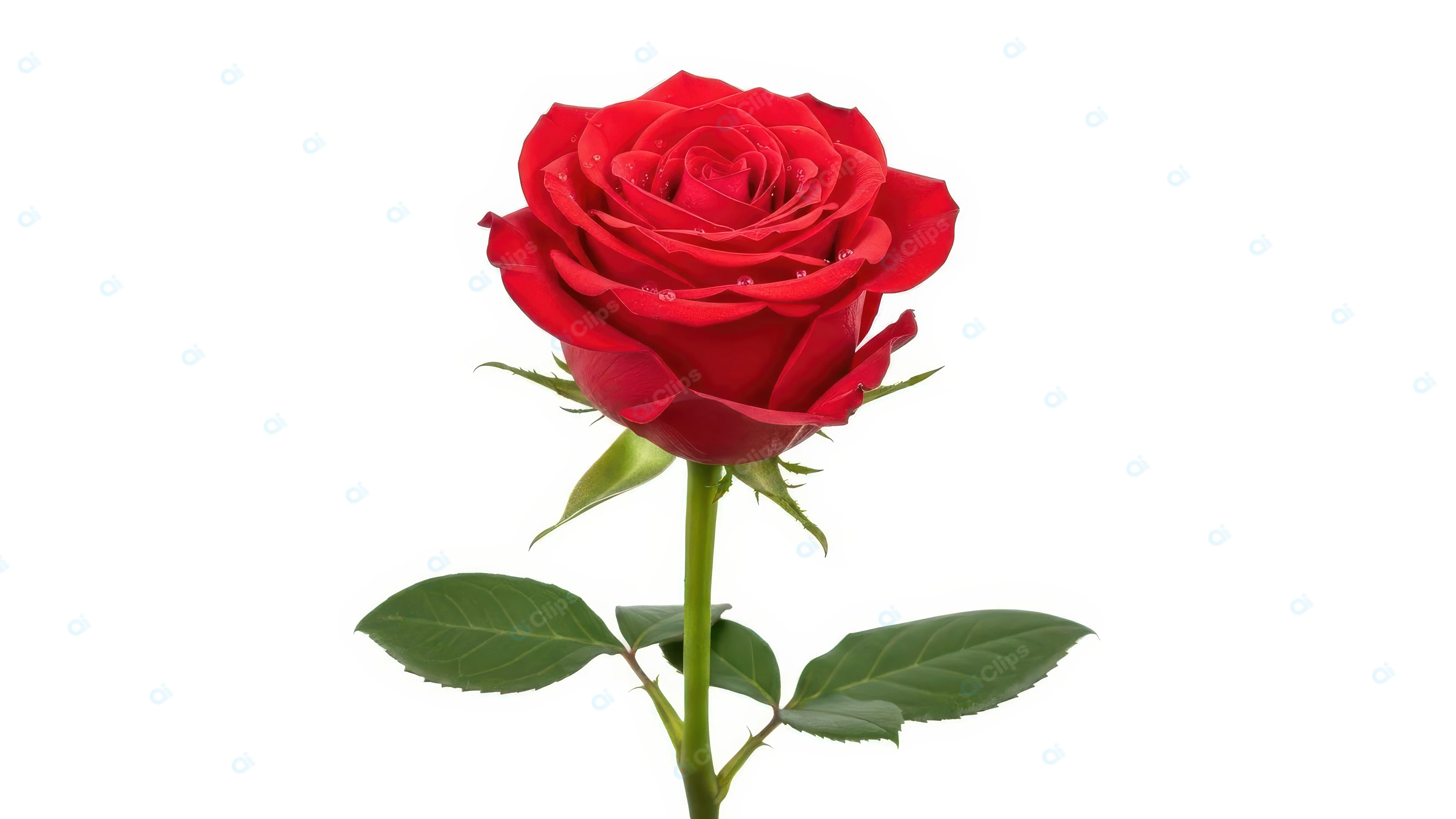 Flawless Red Rose with Delicate Dewdrops