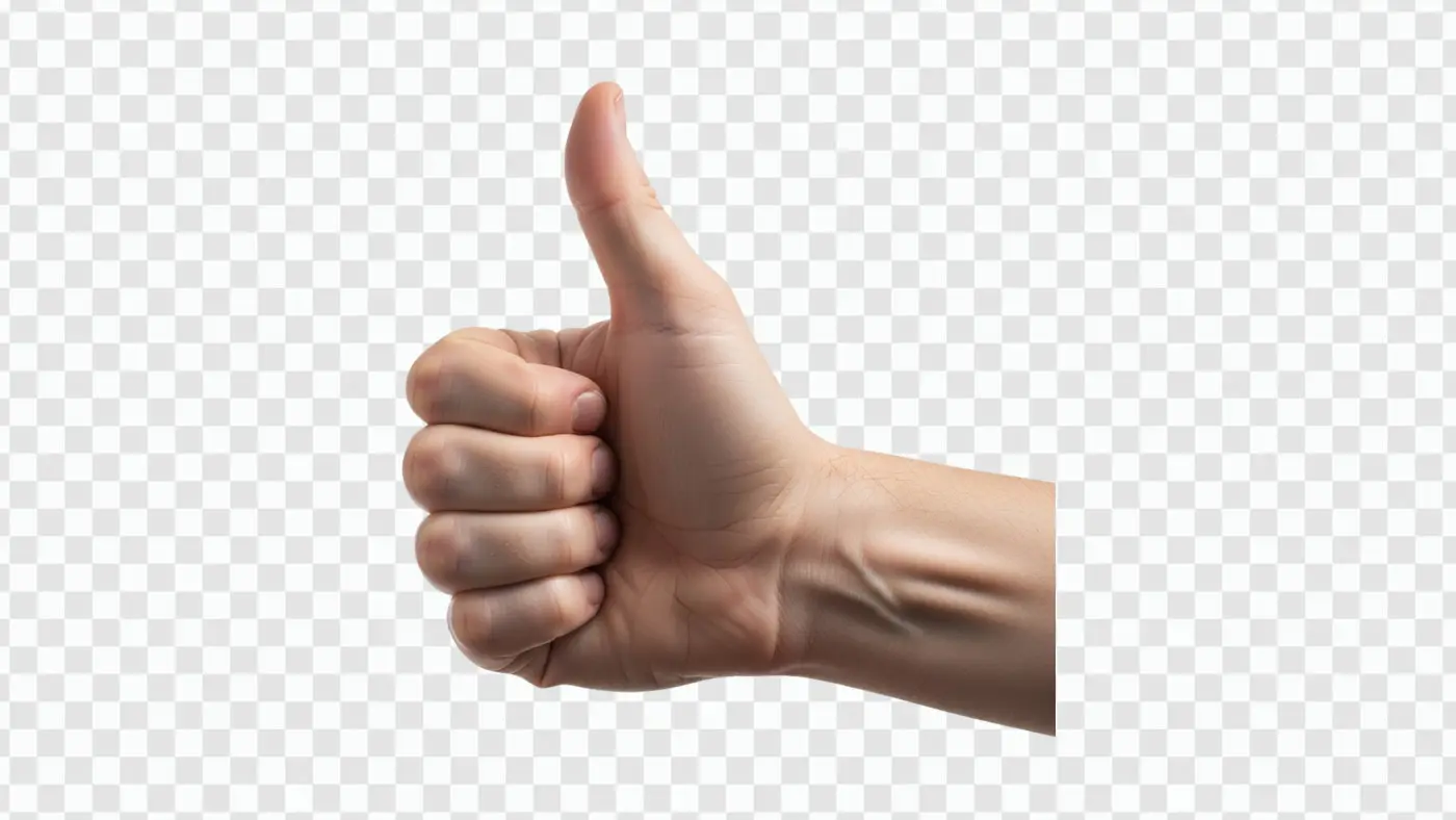Photorealistic Male Hand Thumbs Up Gesture PNG Clipart