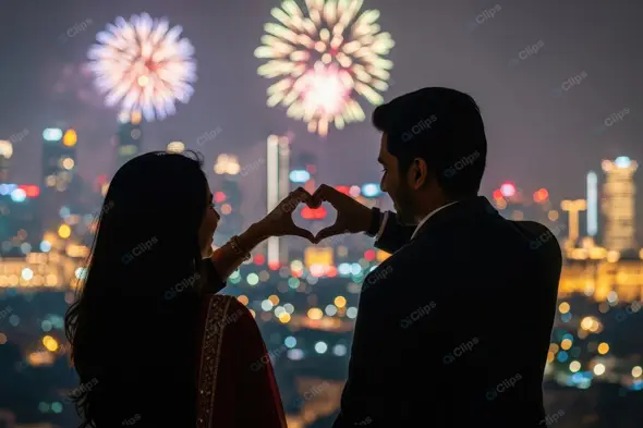 A Couple's Festive City View