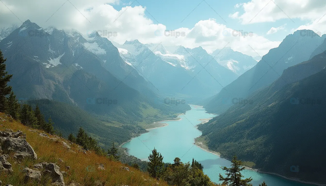 Serene Mountain Lake Valley