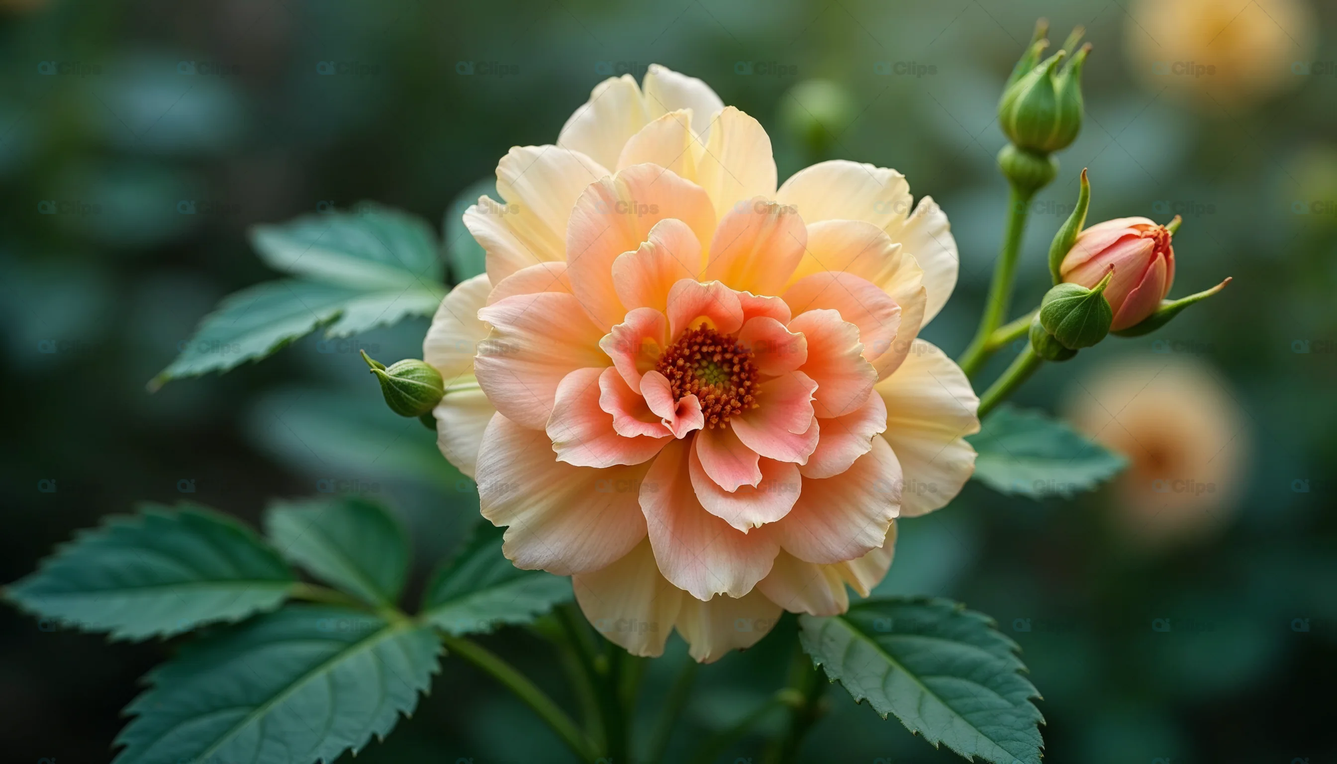 Peach-Colored Dahlia in Bloom