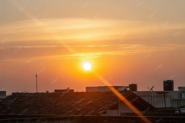 Serene Cityscape Sunset Glow