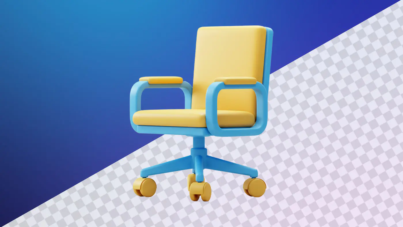 Stylish yellow and blue office chair 3D model