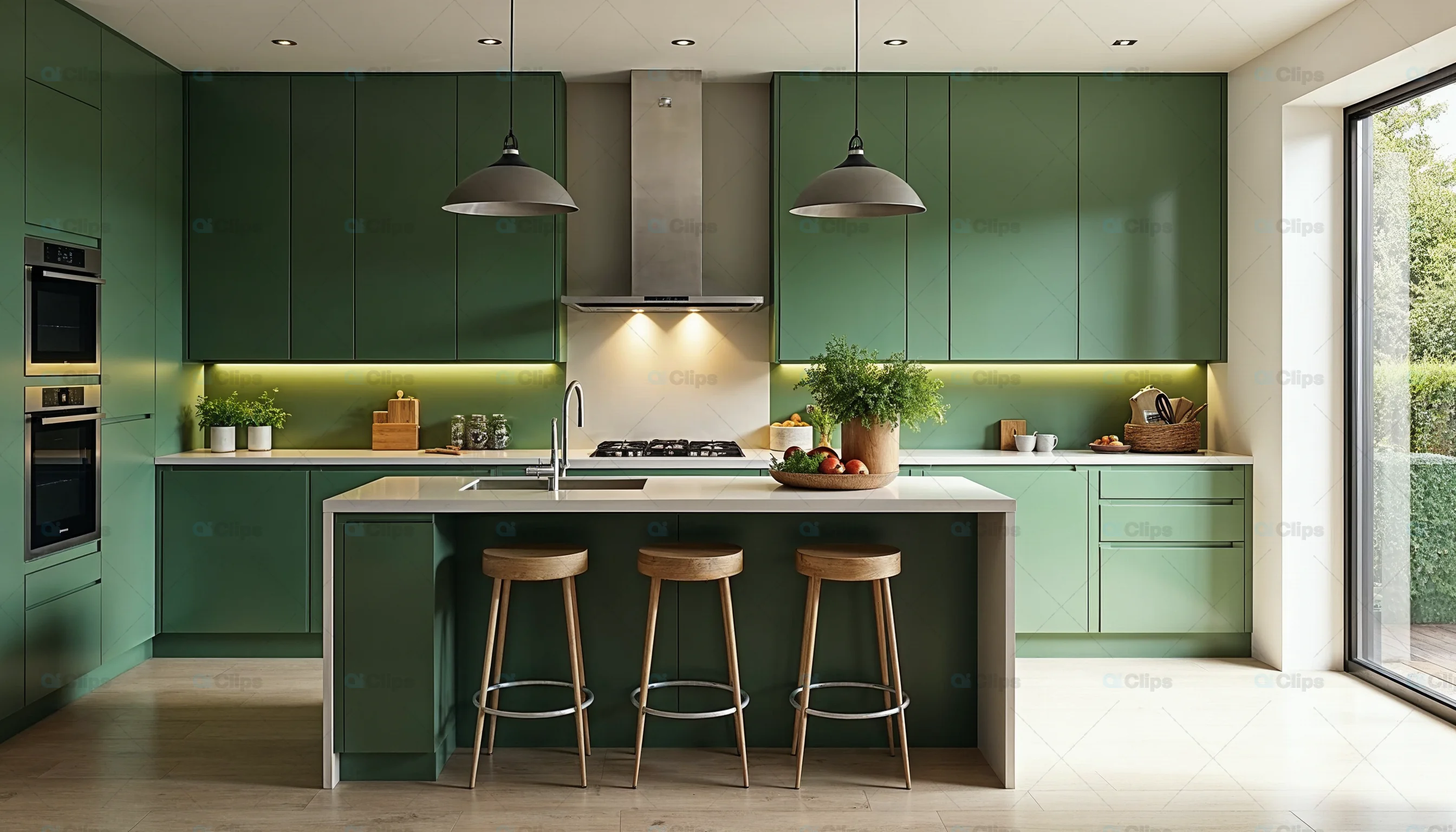 Modern Green Kitchen Interior Design