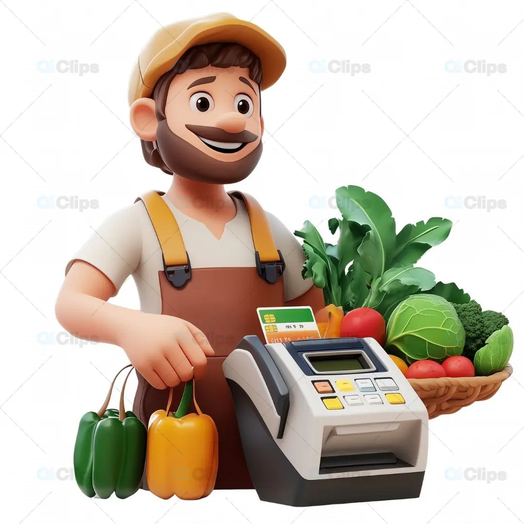 3D Vegetable Vendor with Payment Terminal