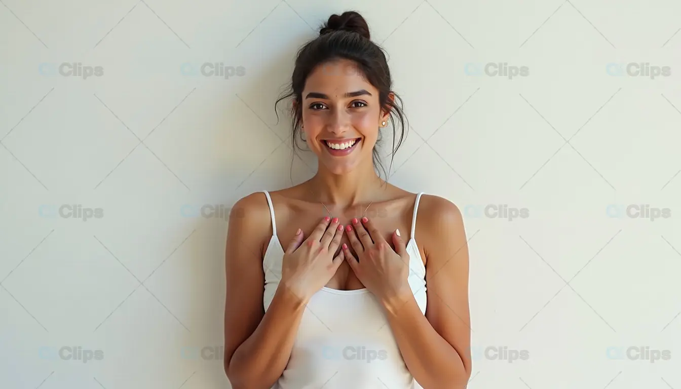 Smiling Woman Expressing Gratitude