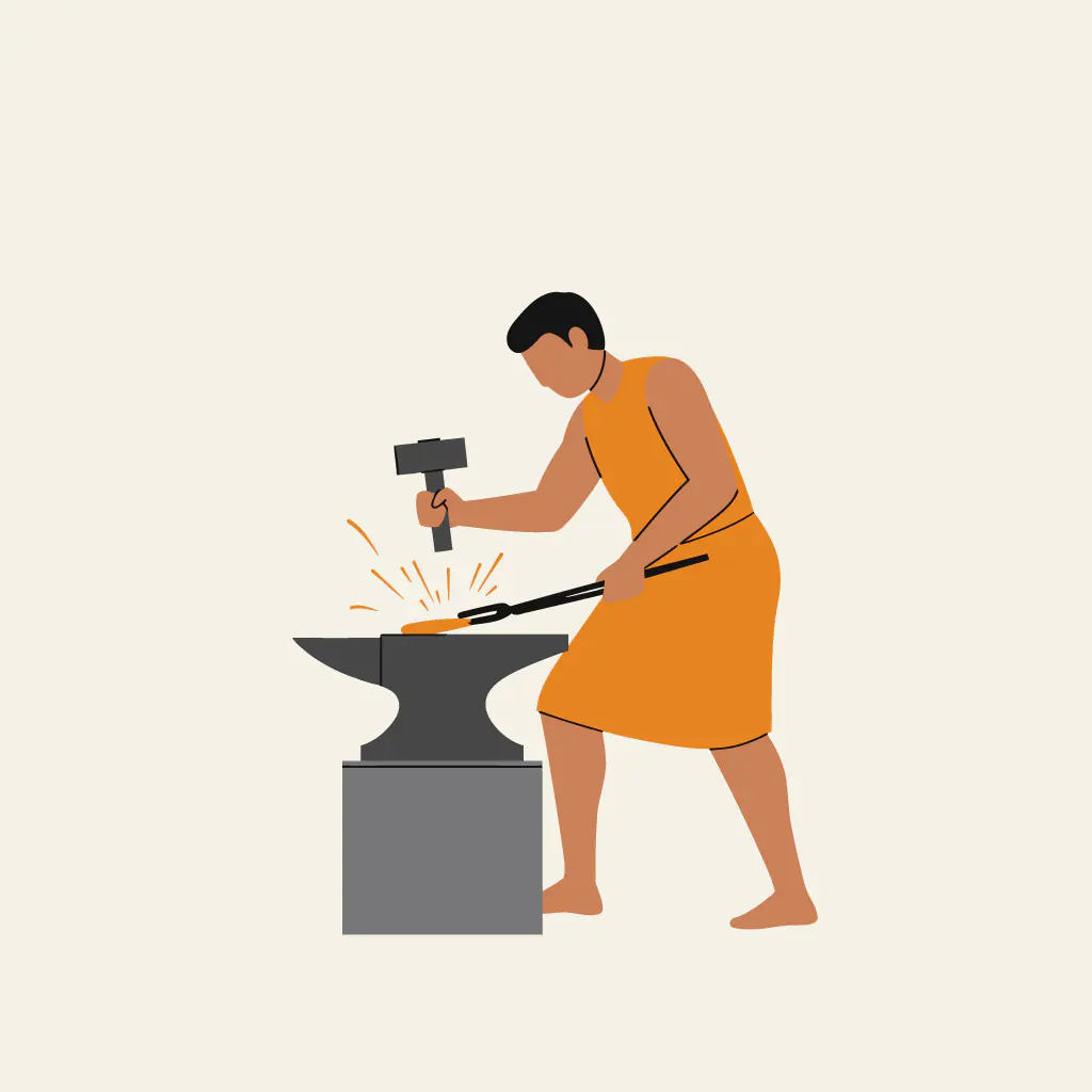 Blacksmith at Work Vector Graphic