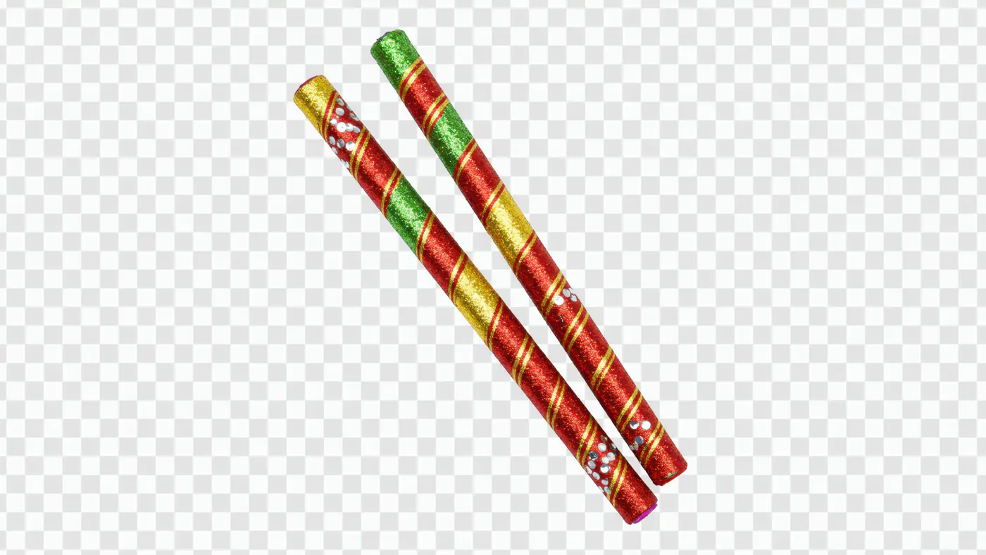 Festive Glittery Dandiya Sticks for Garba Dance PNG