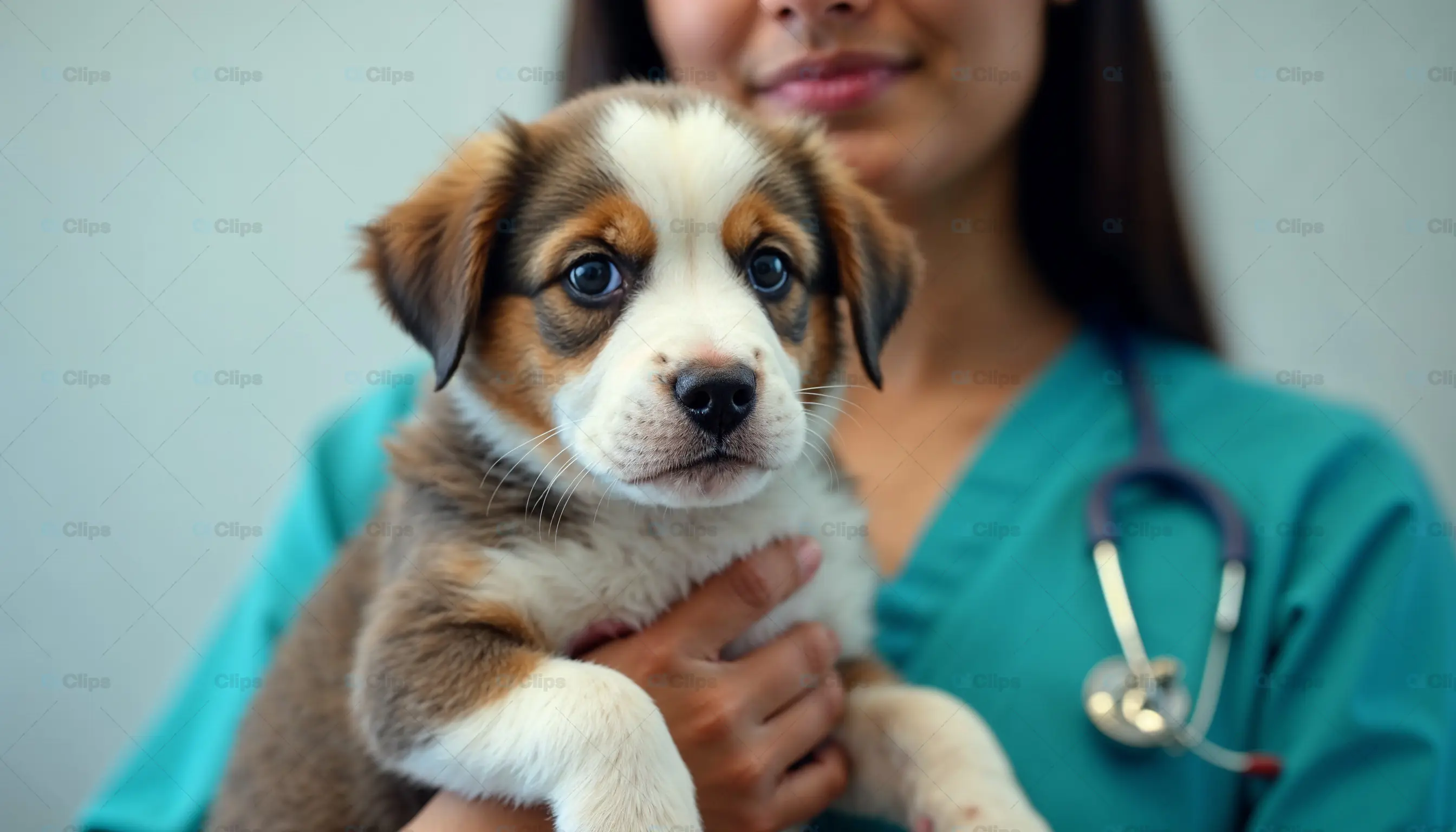 Veterinarian Holding Adorable Puppy