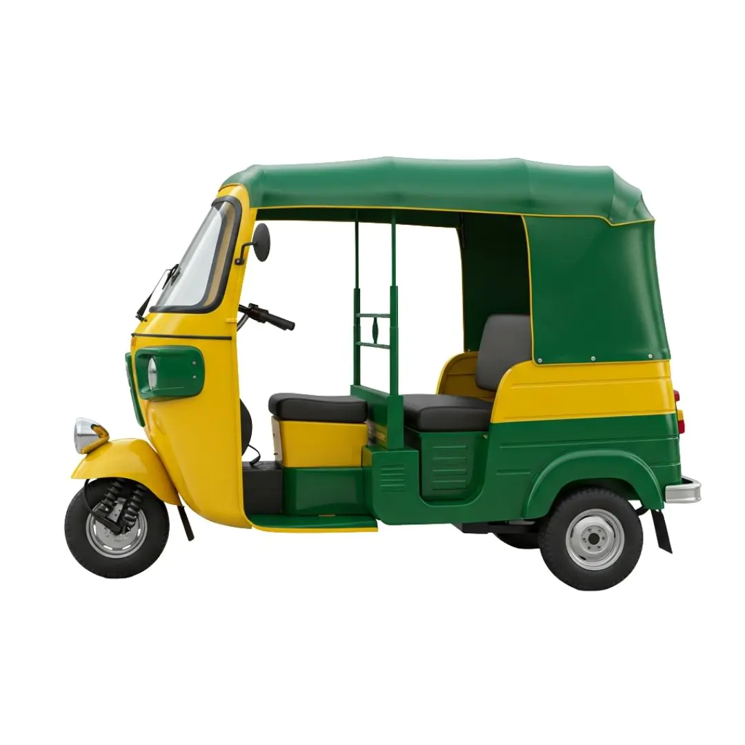 Auto Rickshaw Green Yellow Transport PNG Clipart