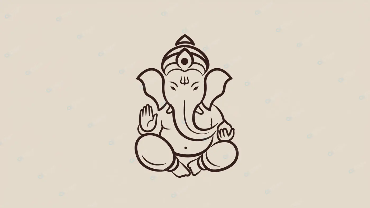 Minimalist Ganesha Line Drawing on Textured Background