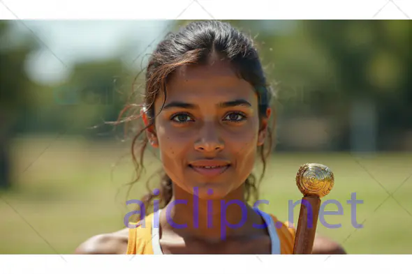 Confident Female Athlete with Trophy