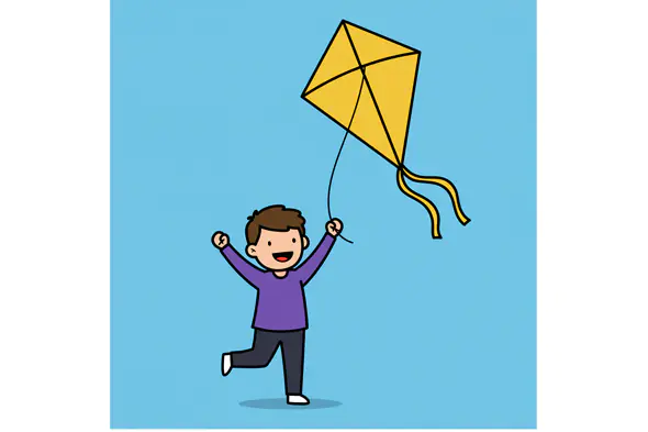 Joyful Kite Flying Vector