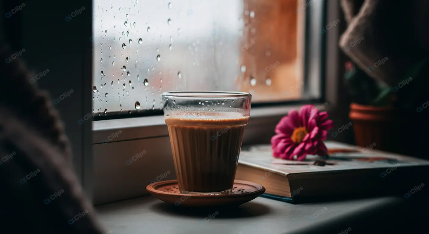 Cozy Rainy Day Coffee Scene
