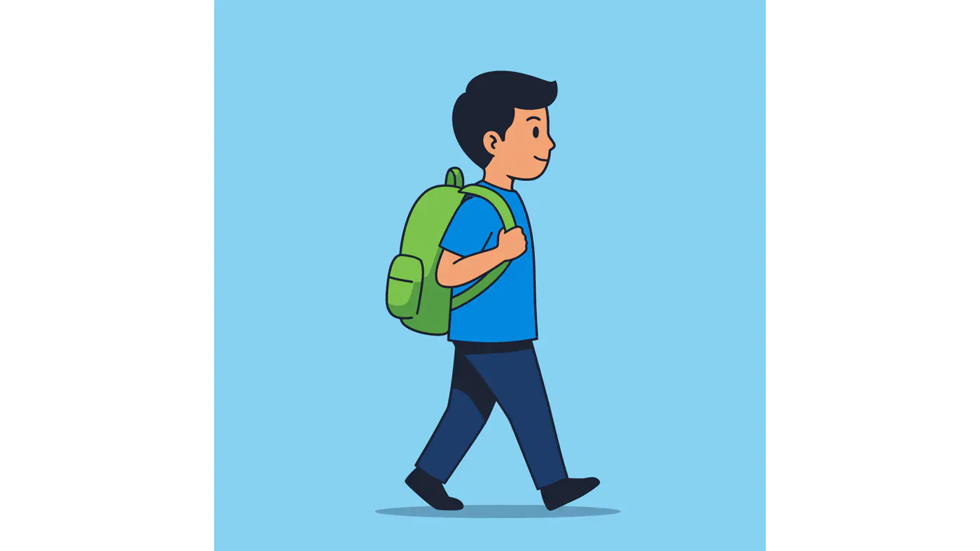 Schoolboy Walking Vector Graphic