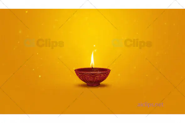 Diwali Oil Lamp on Yellow Background