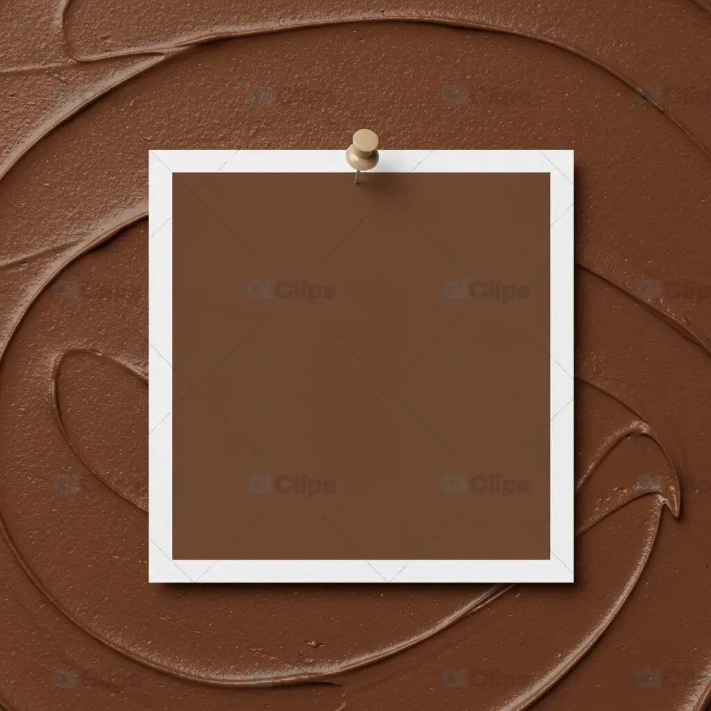Pinned Card Mockup on Smooth Chocolate Texture Background